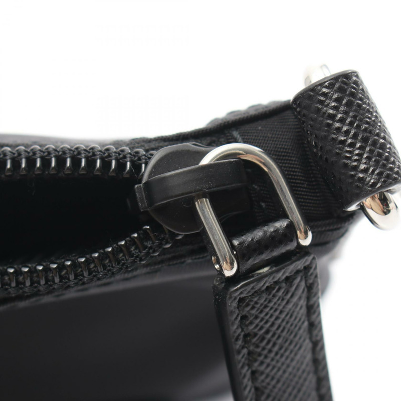 PRADA 三角形 logo 單肩斜背包,尼龍 Saffiano 皮革,黑色,二手-5