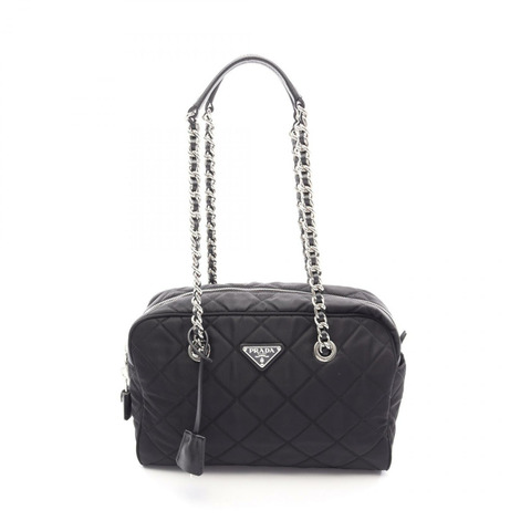 PRADA TESSUTO IMPUNTU 鏈條單肩包 1BB903 尼龍 Saffiano 皮革 BK 二手