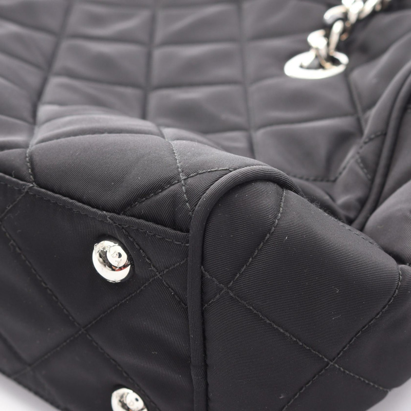 PRADA TESSUTO IMPUNTU 鏈條單肩包 1BB903 尼龍 Saffiano 皮革 BK 二手-5