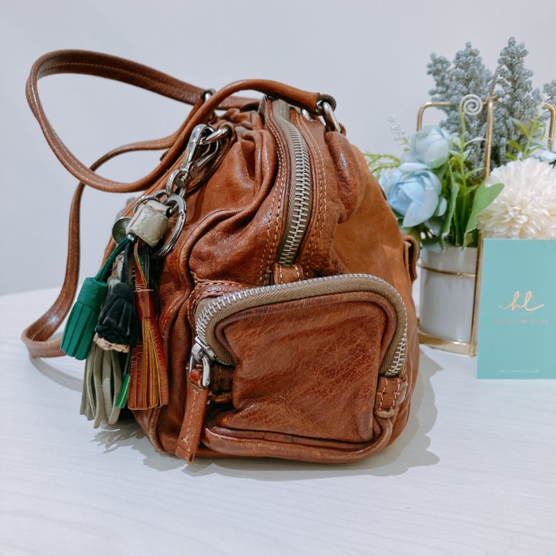 TK2054 Prada普拉達復古單肩包包 Large Washed Leather Top Handle Bag Calfskin Brown x PHW-3