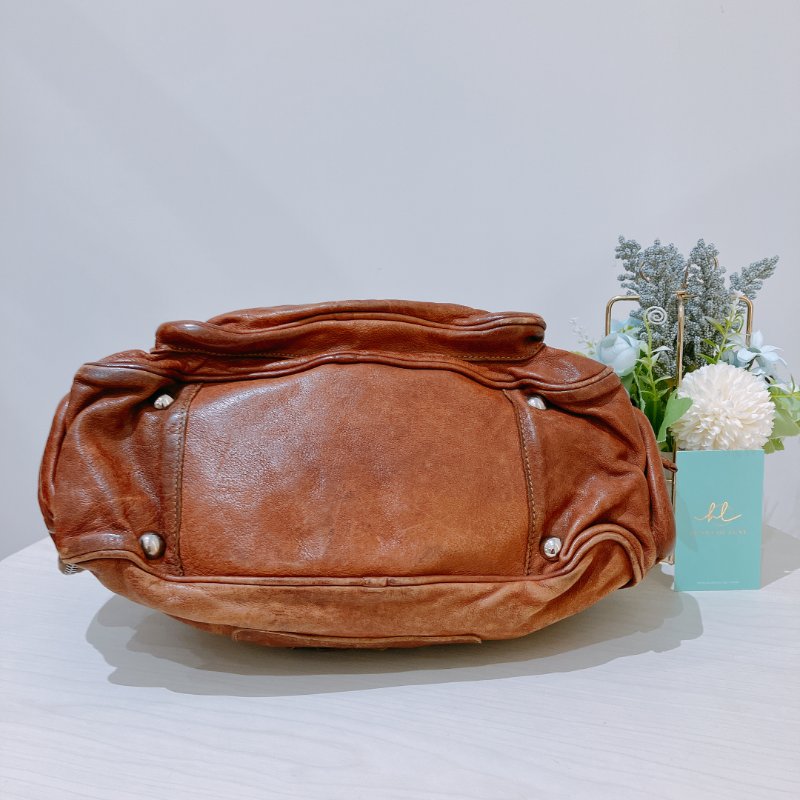 TK2054 Prada普拉達復古單肩包包 Large Washed Leather Top Handle Bag Calfskin Brown x PHW-5