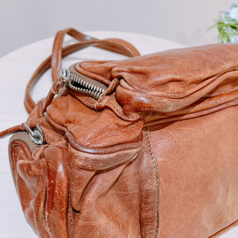 TK2054 Prada普拉達復古單肩包包 Large Washed Leather Top Handle Bag Calfskin Brown x PHW-6