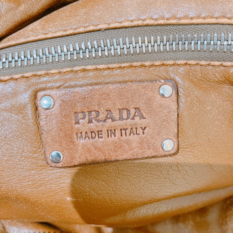 TK2054 Prada普拉達復古單肩包包 Large Washed Leather Top Handle Bag Calfskin Brown x PHW-19