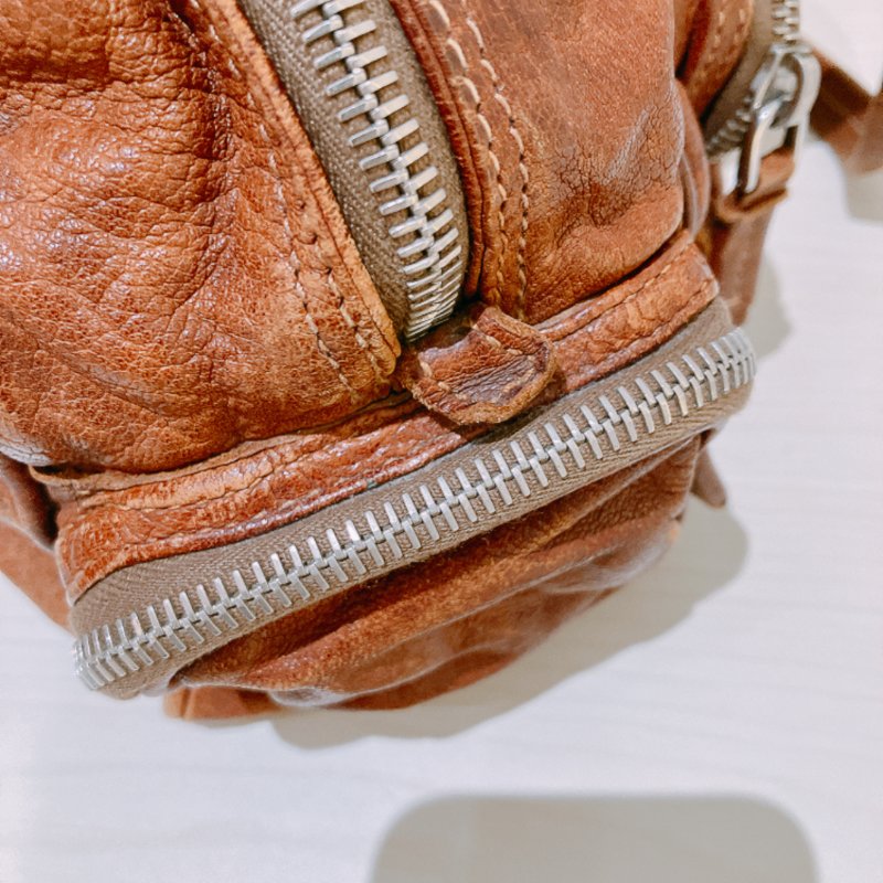 TK2054 Prada普拉達復古單肩包包 Large Washed Leather Top Handle Bag Calfskin Brown x PHW-21