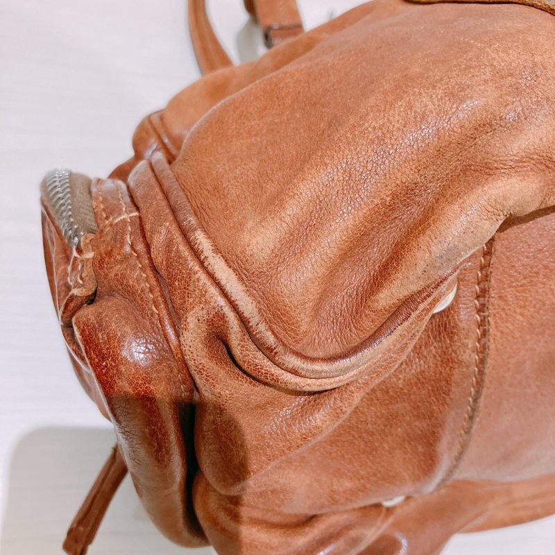 TK2054 Prada普拉達復古單肩包包 Large Washed Leather Top Handle Bag Calfskin Brown x PHW-30