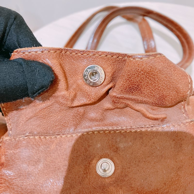 TK2054 Prada普拉達復古單肩包包 Large Washed Leather Top Handle Bag Calfskin Brown x PHW-31