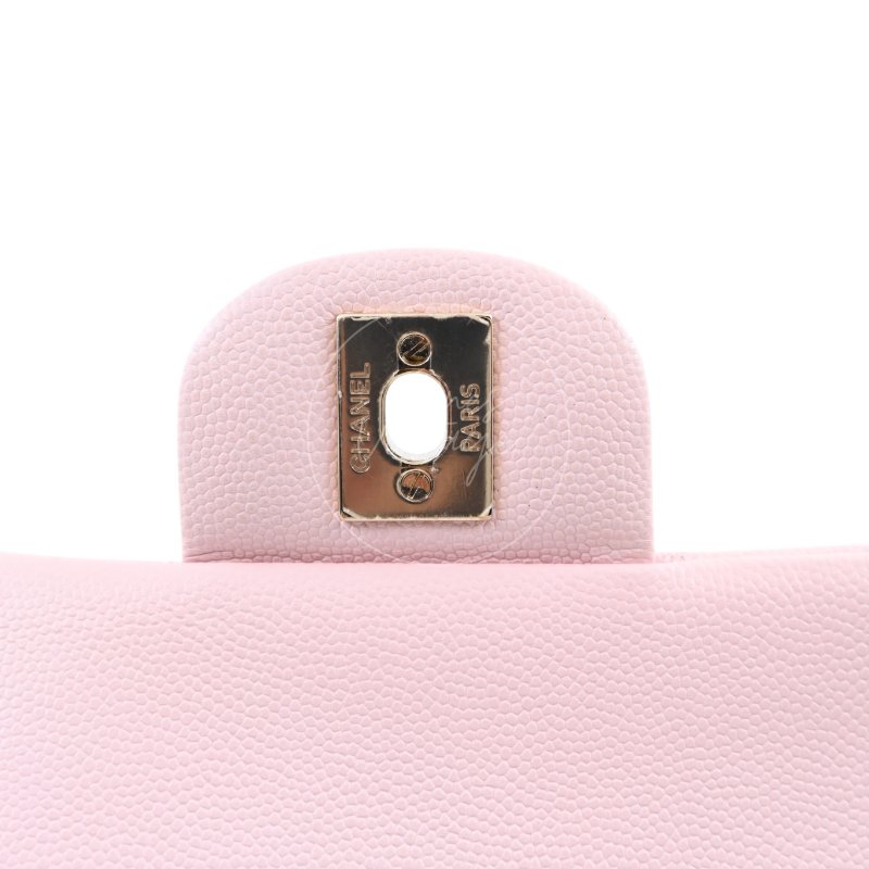 中古 Chanel 香奈兒 荔枝紋 22A系列 粉色小款經典雙層 23公分 翻蓋包-20