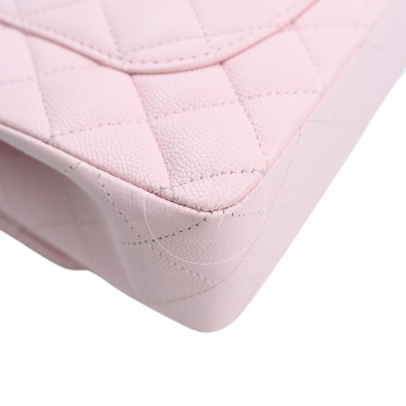 中古 Chanel 香奈兒 荔枝紋 22A系列 粉色小款經典雙層 23公分 翻蓋包-35