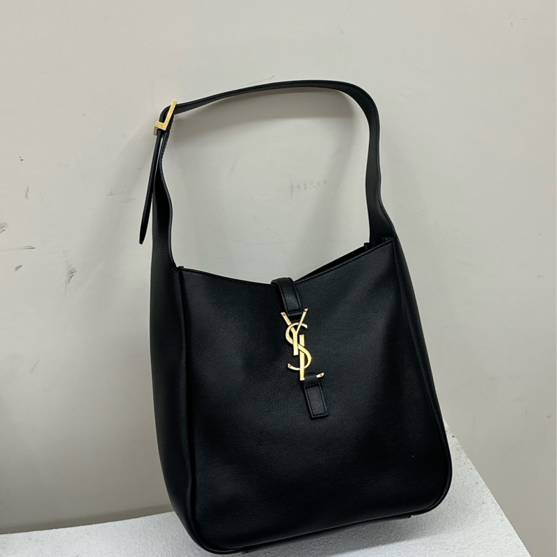 ysl hobo Logo鈎扣開合 Hobo單肩包 small 小號 black 黑色-0