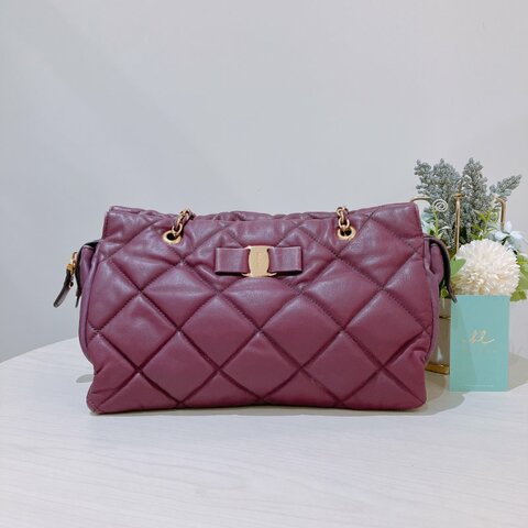 TK2055	Ferragamo 菲拉格慕經典鍊帶包包 Vara Bow Shoulder Bag Purple x GHW Lambskin