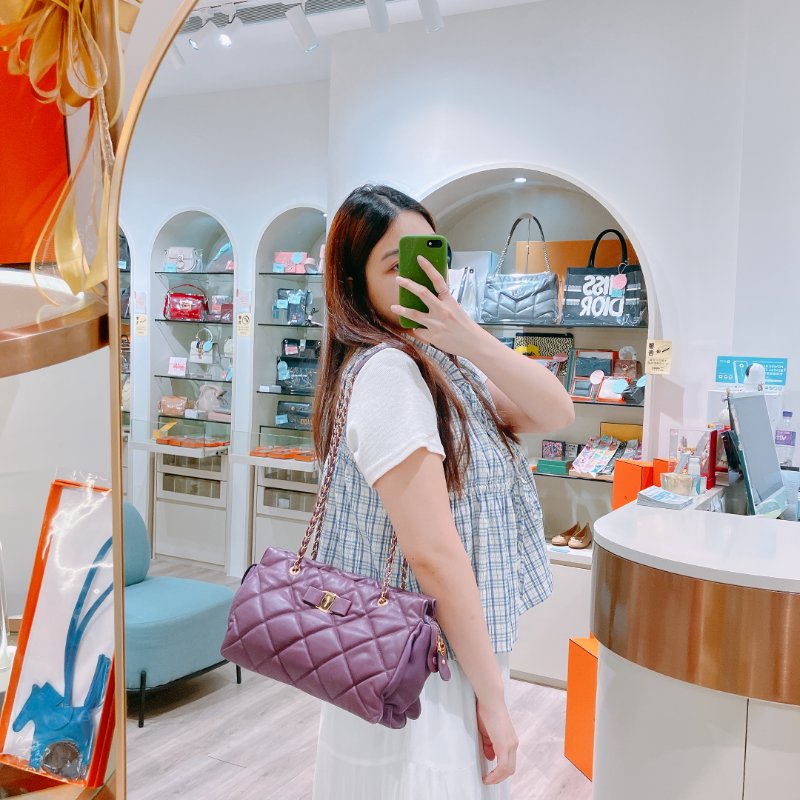 TK2055	Ferragamo 菲拉格慕經典鍊帶包包 Vara Bow Shoulder Bag Purple x GHW Lambskin-1