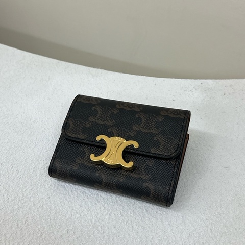 全新CELINE Triomphe 二合一 凱旋門 卡包錢包 棕褐色