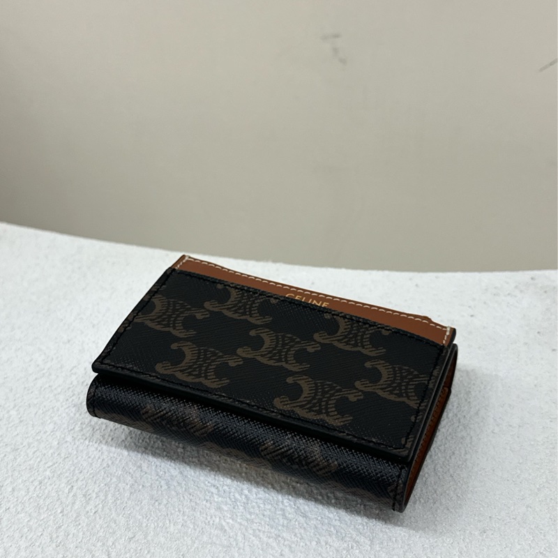 全新CELINE Triomphe 二合一 凱旋門 卡包錢包 棕褐色-4