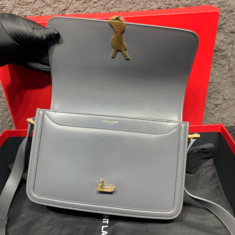 YSL 聖羅蘭 Solferino豆腐包,單肩斜挎包 灰色-4