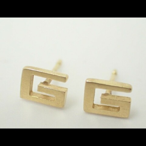 經典雋永 義式奢華 GUCCI 18K金 G Logo 耳釘 耳環