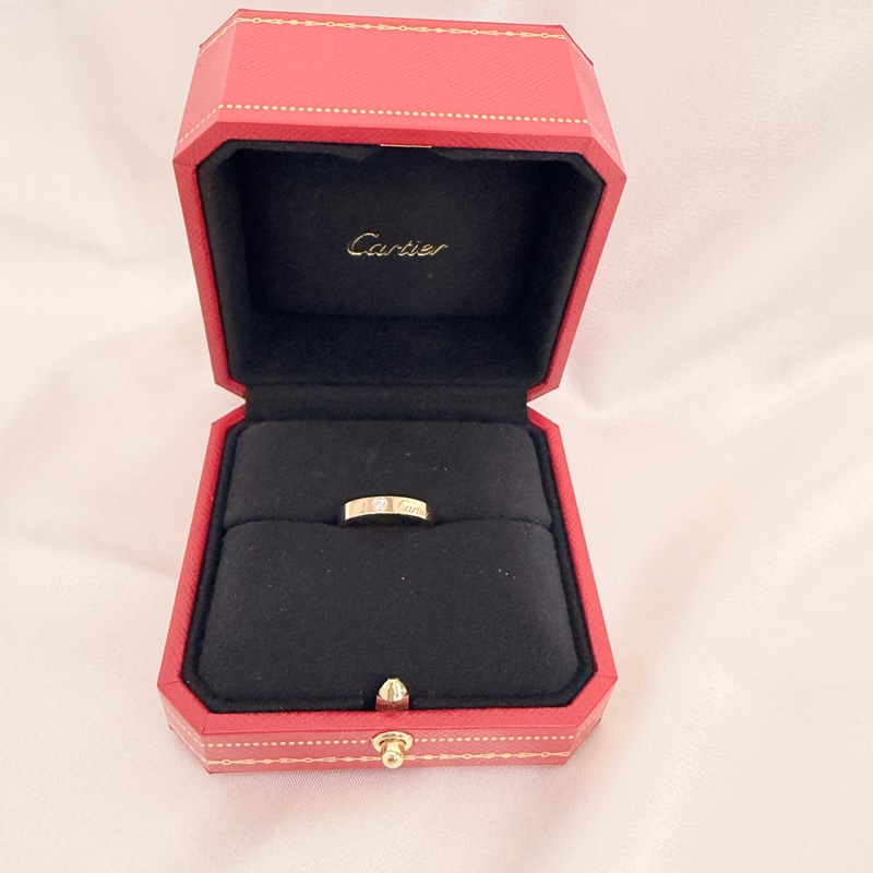 Cartier 750玫瑰金C 0.03克拉鑽石戒指45號戒圍-0