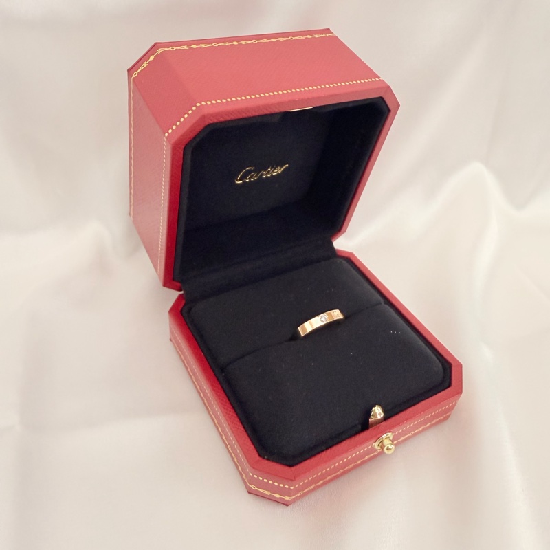 Cartier 750玫瑰金C 0.03克拉鑽石戒指45號戒圍-1