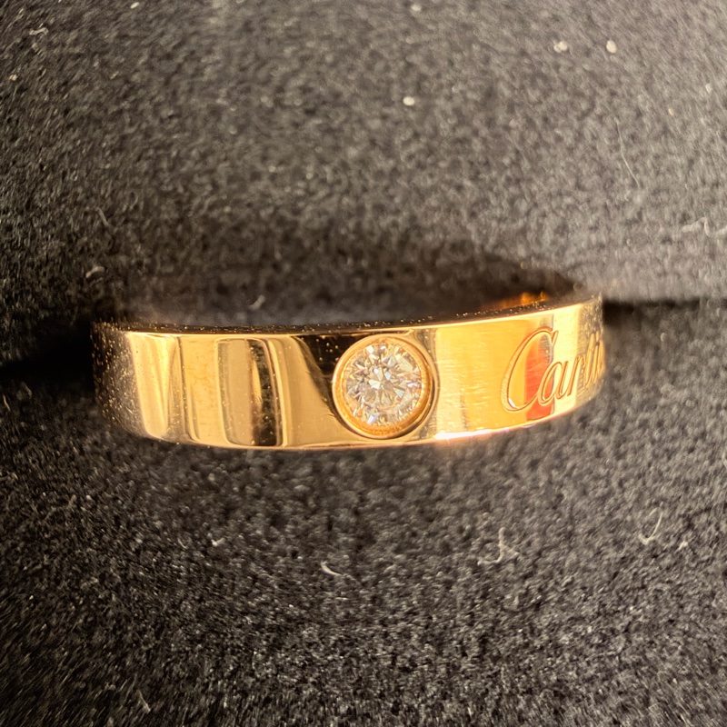Cartier 750玫瑰金C 0.03克拉鑽石戒指45號戒圍-6