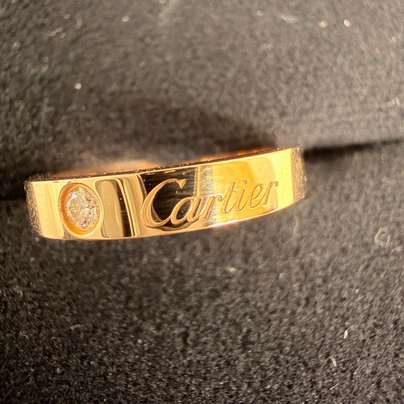 Cartier 750玫瑰金C 0.03克拉鑽石戒指45號戒圍-7