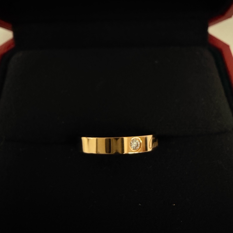 Cartier 750玫瑰金C 0.03克拉鑽石戒指45號戒圍-13