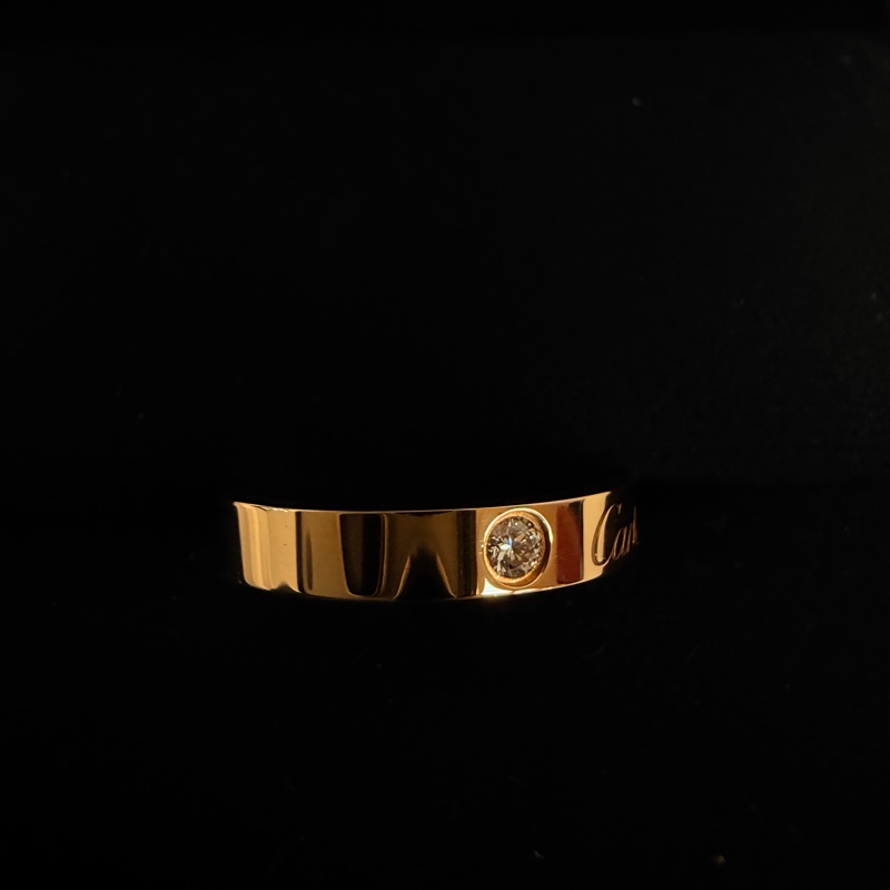 Cartier 750玫瑰金C 0.03克拉鑽石戒指45號戒圍-14