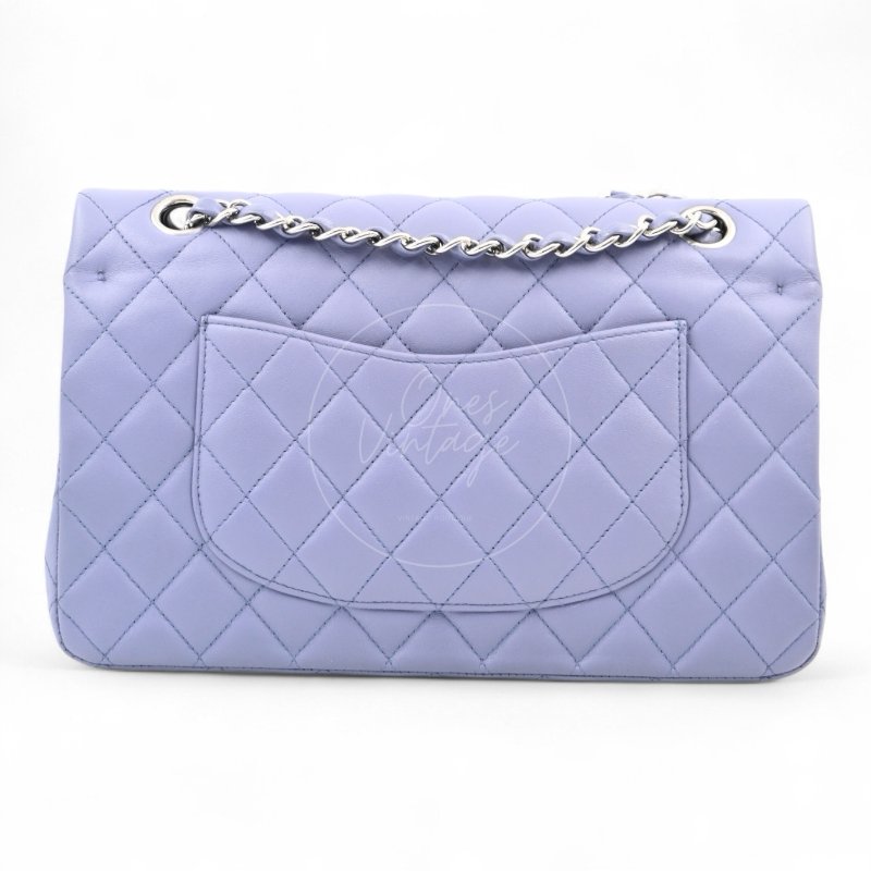中古 Chanel 香奈兒 經典口蓋包 CF25 小羊皮 紫色 雙蓋款 15系列包包-3