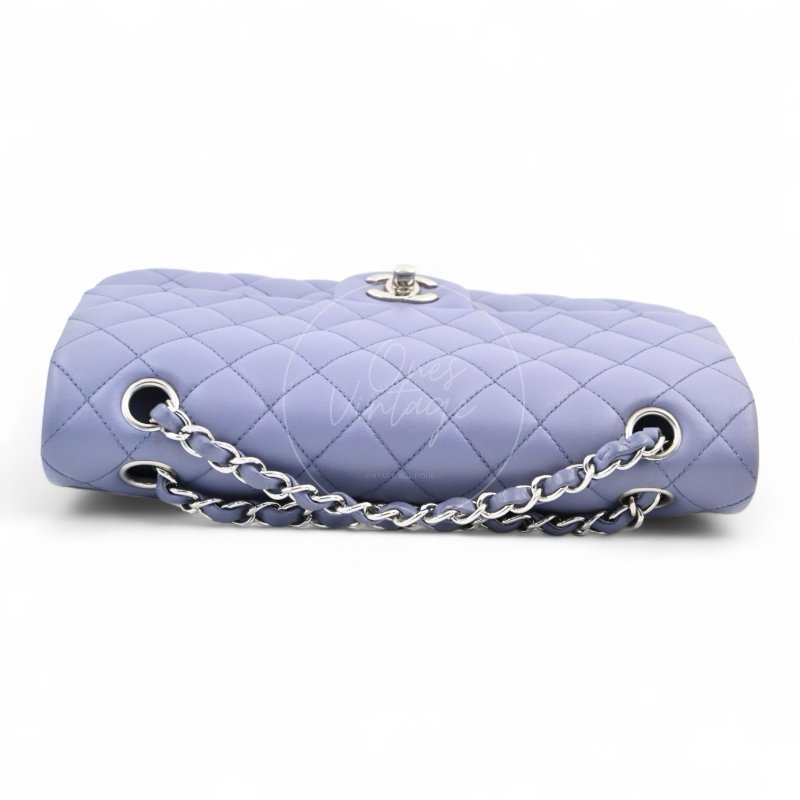 中古 Chanel 香奈兒 經典口蓋包 CF25 小羊皮 紫色 雙蓋款 15系列包包-5