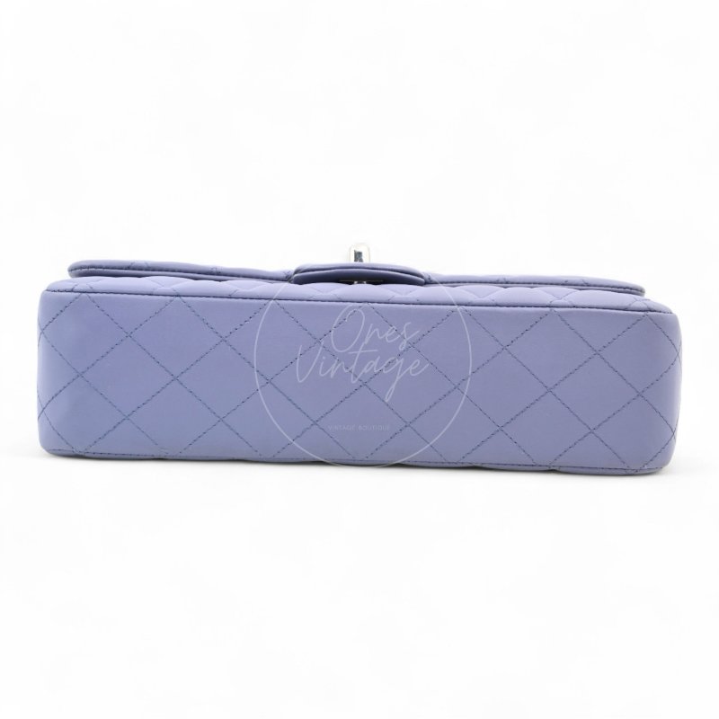 中古 Chanel 香奈兒 經典口蓋包 CF25 小羊皮 紫色 雙蓋款 15系列包包-6
