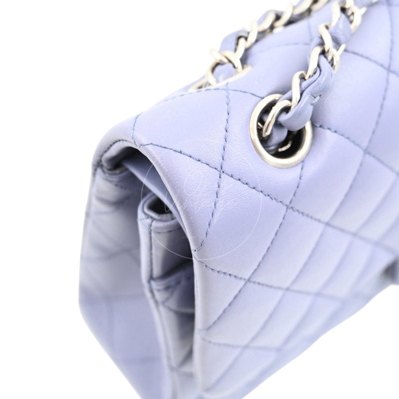 中古 Chanel 香奈兒 經典口蓋包 CF25 小羊皮 紫色 雙蓋款 15系列包包-7