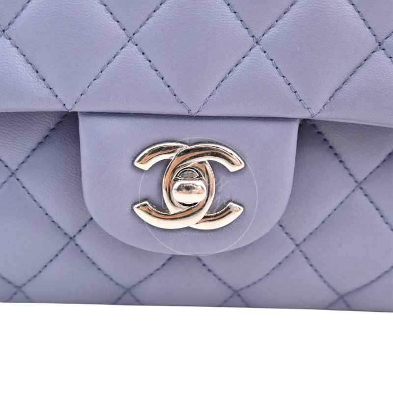 中古 Chanel 香奈兒 經典口蓋包 CF25 小羊皮 紫色 雙蓋款 15系列包包-15
