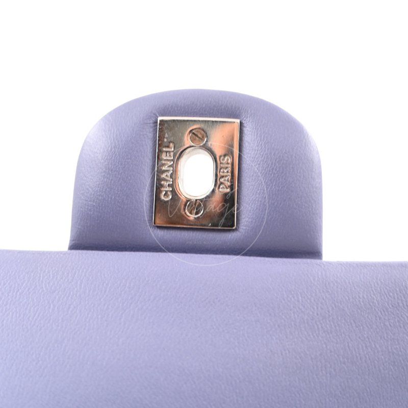 中古 Chanel 香奈兒 經典口蓋包 CF25 小羊皮 紫色 雙蓋款 15系列包包-19