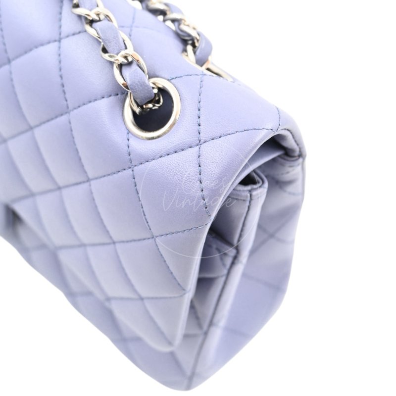中古 Chanel 香奈兒 經典口蓋包 CF25 小羊皮 紫色 雙蓋款 15系列包包-26