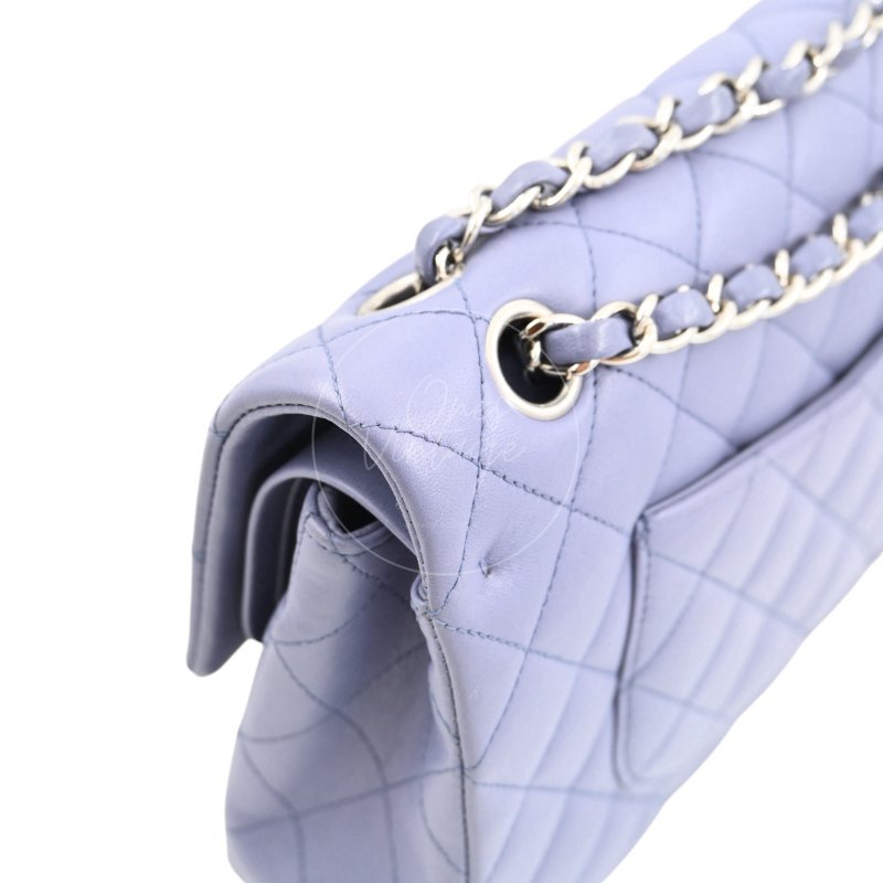 中古 Chanel 香奈兒 經典口蓋包 CF25 小羊皮 紫色 雙蓋款 15系列包包-27