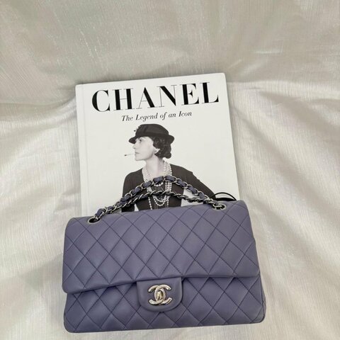中古 Chanel 香奈兒 經典口蓋包 CF25 小羊皮 紫色 雙蓋款 15系列包包