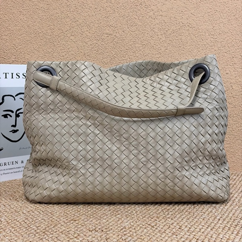 Bottega Veneta葆蝶家 灰色編織雙橋單肩包手提包-0
