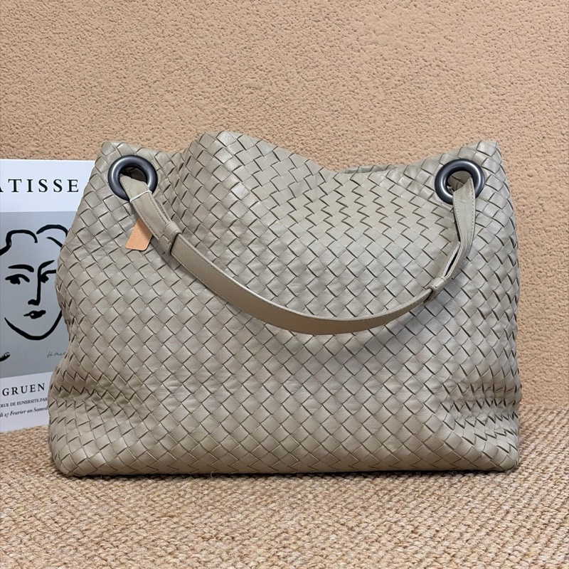Bottega Veneta葆蝶家 灰色編織雙橋單肩包手提包-1