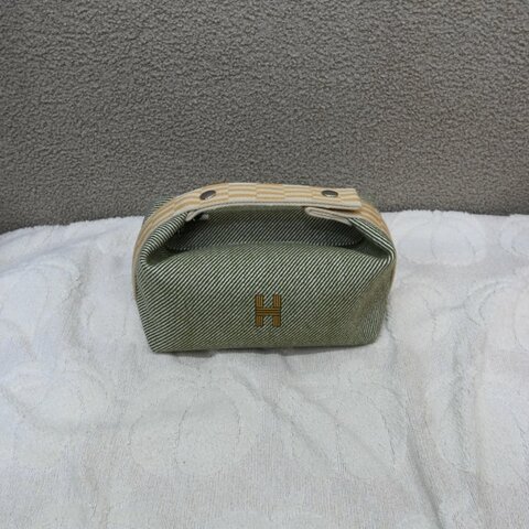 中古 Hermes 愛馬仕 Bride-A-Brac收纳包 PM(小型尺寸) Natte（編織或藤編）帆布材質 收纳饭盒包