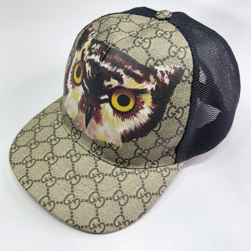 GUCCI GG Supreme貓頭鷹印花棒球帽-1
