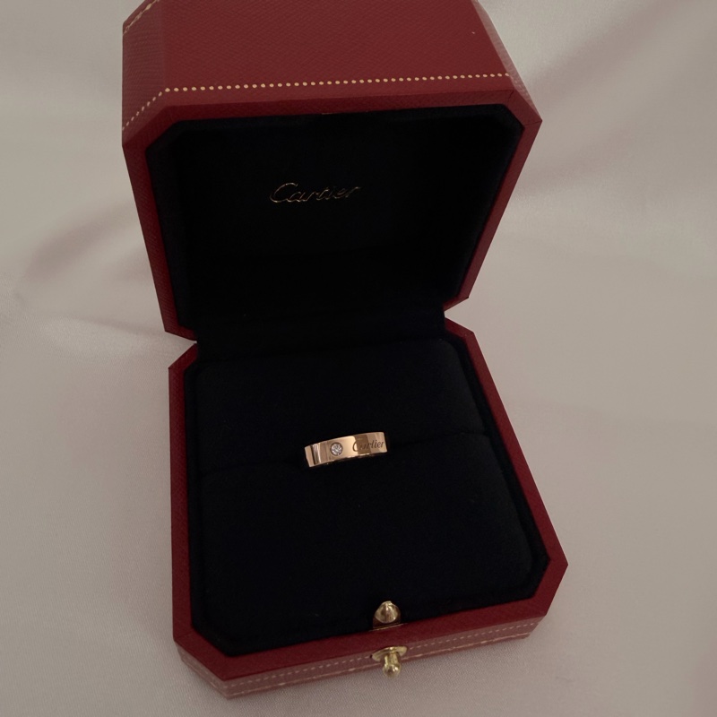 Cartier 750玫瑰金C de Cartier 戒指0.03克拉鑽石戒圍50-0