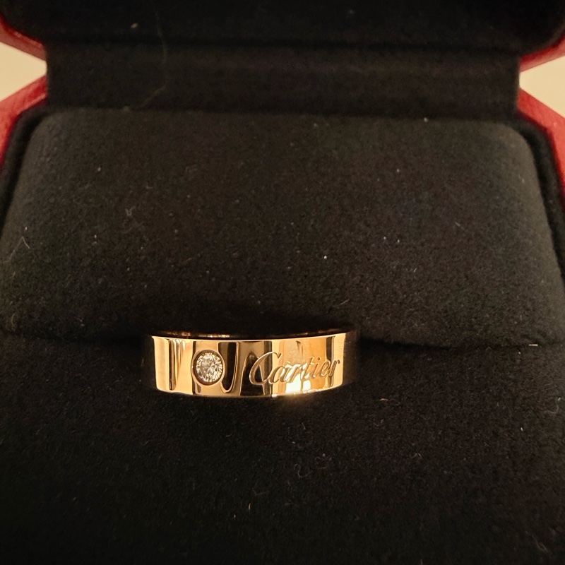 Cartier 750玫瑰金C de Cartier 戒指0.03克拉鑽石戒圍50-3