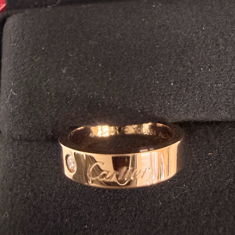 Cartier 750玫瑰金C de Cartier 戒指0.03克拉鑽石戒圍50-6