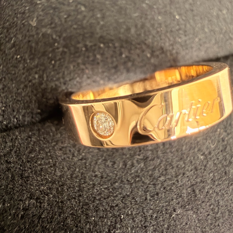 Cartier 750玫瑰金C de Cartier 戒指0.03克拉鑽石戒圍50-28