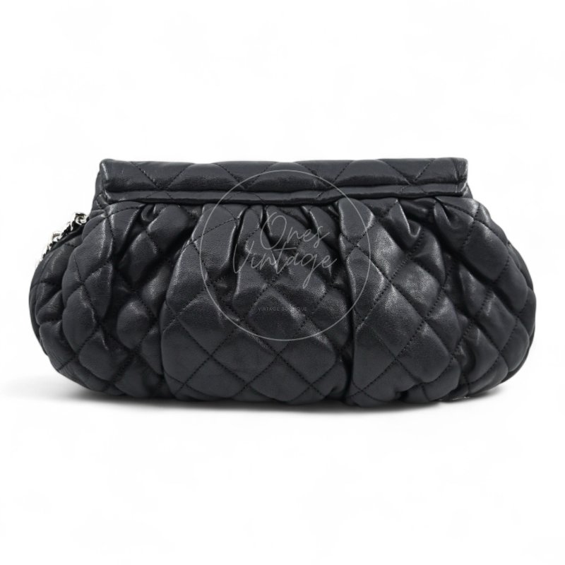中古 Chanel 香奈兒 黑色 Caviar魚子醬皮革 環繞式鏈條 單肩包-3