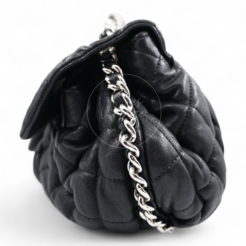 中古 Chanel 香奈兒 黑色 Caviar魚子醬皮革 環繞式鏈條 單肩包-4