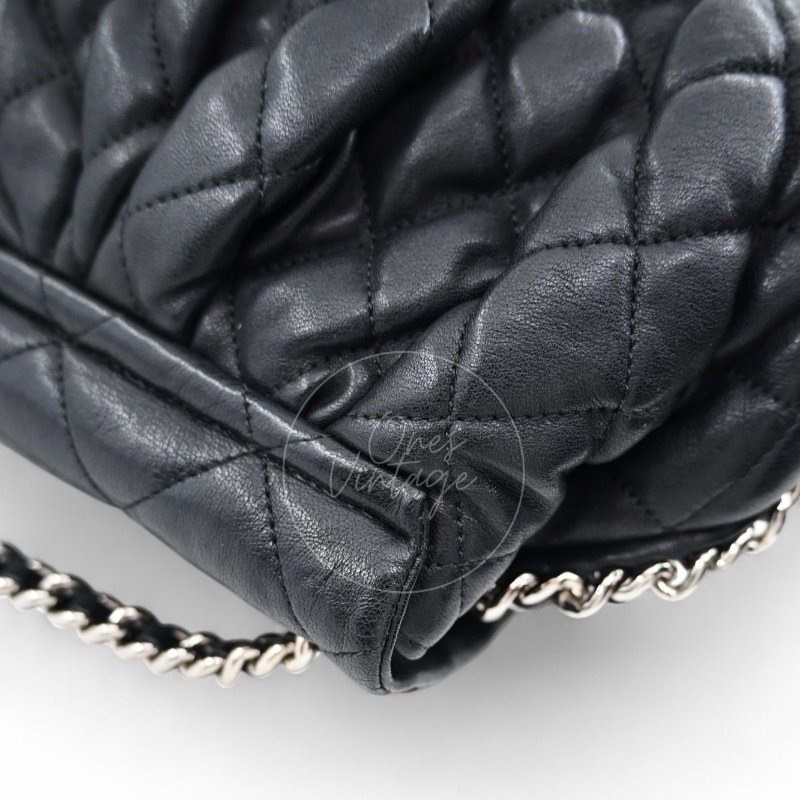 中古 Chanel 香奈兒 黑色 Caviar魚子醬皮革 環繞式鏈條 單肩包-11