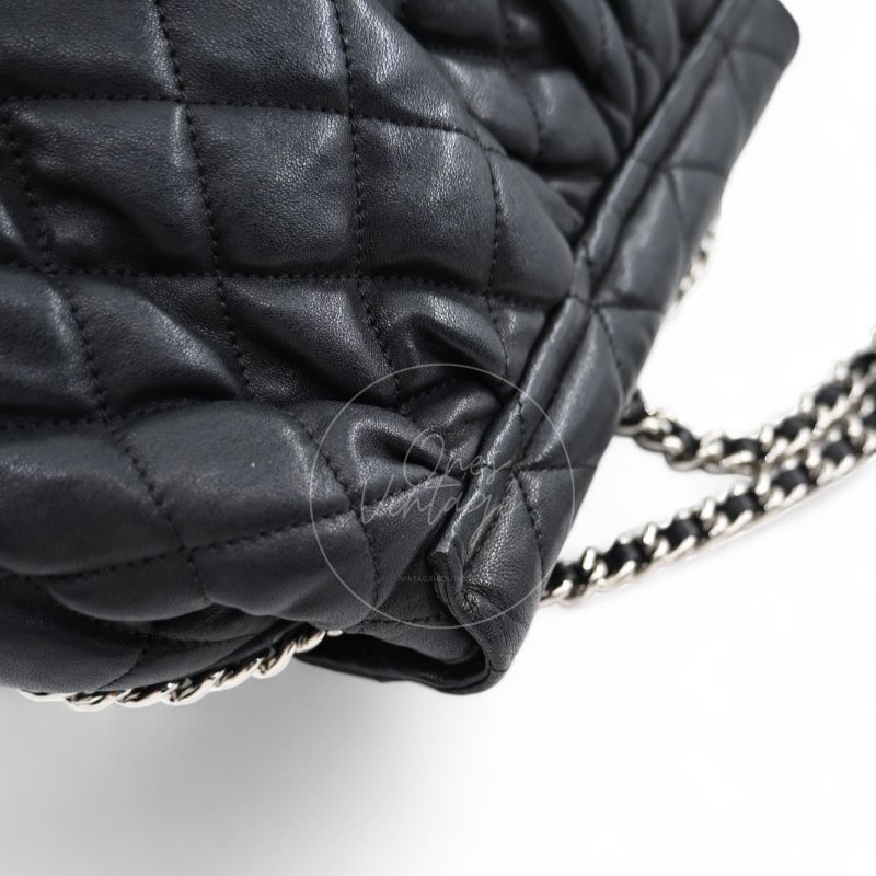 中古 Chanel 香奈兒 黑色 Caviar魚子醬皮革 環繞式鏈條 單肩包-12