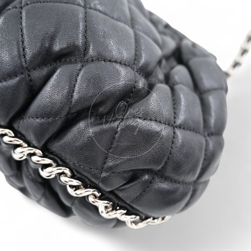 中古 Chanel 香奈兒 黑色 Caviar魚子醬皮革 環繞式鏈條 單肩包-13