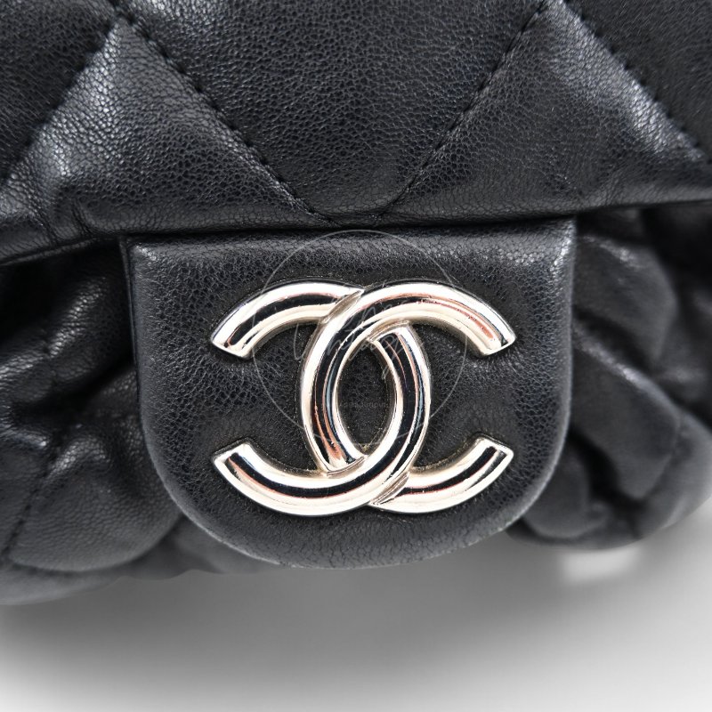 中古 Chanel 香奈兒 黑色 Caviar魚子醬皮革 環繞式鏈條 單肩包-16