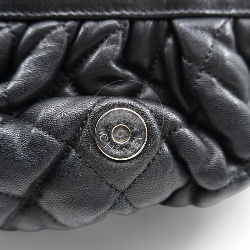 中古 Chanel 香奈兒 黑色 Caviar魚子醬皮革 環繞式鏈條 單肩包-17