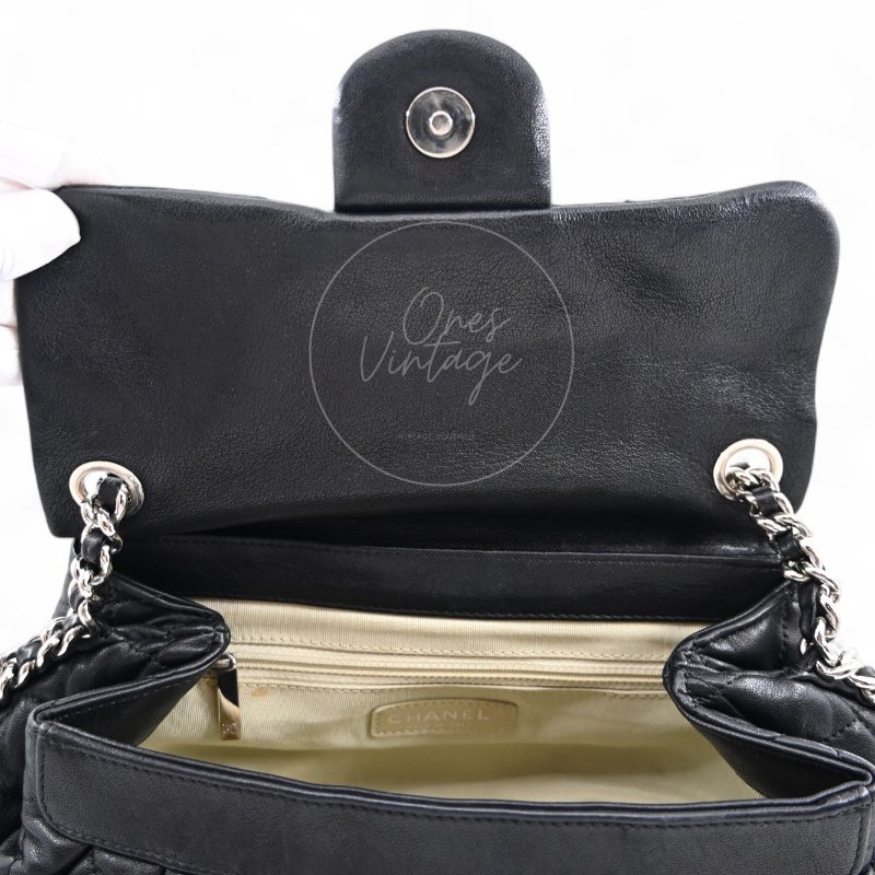 中古 Chanel 香奈兒 黑色 Caviar魚子醬皮革 環繞式鏈條 單肩包-18